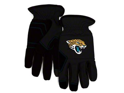 Work Gloves with Jacksonville Jaguars Logo; Black (Universal; Some Adaptation May Be Required)