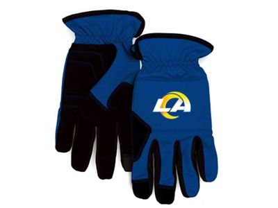 Work Gloves with Los Angeles Rams Logo; Royal Blue/Black (Universal; Some Adaptation May Be Required)