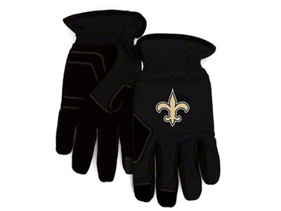 Work Gloves with New Orleans Saints Logo; Black (Universal; Some Adaptation May Be Required)