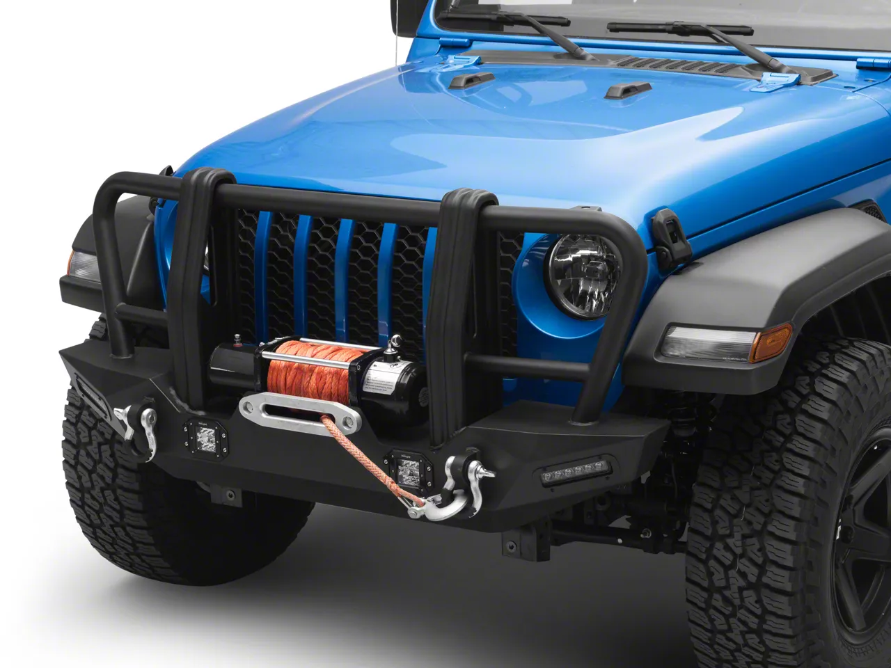 Jeep Gladiator Bumper with Steel Brush Guard; Black (20-25 Jeep ...