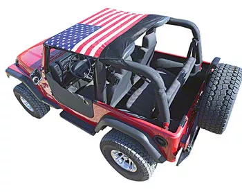 Bestop Jeep Wrangler Traditional Bikini Top; Tan 52508-04 (76-91 Jeep CJ7 u0026  Wrangler YJ)