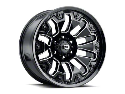 Vision Off-Road Armor Gloss Black Milled with Black Bolt Inserts 6-Lug Wheel; 18x9; -12mm Offset (04-15 Titan)