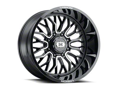 Vision Off-Road Riot Gloss Black Machined 6-Lug Wheel; 22x12; -51mm Offset (16-23 Tacoma)