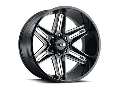 Vision Off-Road Razor Gloss Black Milled 6-Lug Wheel; 24x12; -51mm Offset (17-24 Titan)