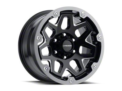 Vision Off-Road Se7en Gloss Black Milled Spoke Wheel; 18x9; 12mm Offset (84-01 Jeep Cherokee XJ)