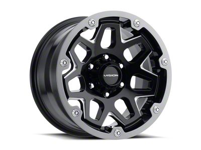 Vision Off-Road Se7en Gloss Black Milled Spoke Wheel; 18x9; 12mm Offset (97-06 Jeep Wrangler TJ)