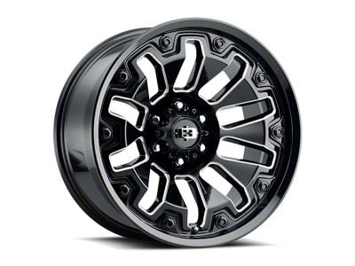 Vision Off-Road Armor Gloss Black Milled with Black Bolt Inserts 6-Lug Wheel; 18x9; 12mm Offset (16-24 Titan XD)