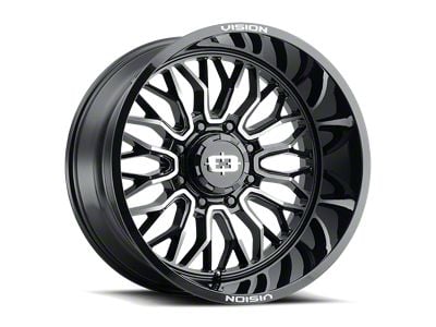 Vision Off-Road Riot Gloss Black Machined 6-Lug Wheel; 22x12; -51mm Offset (16-24 Titan XD)