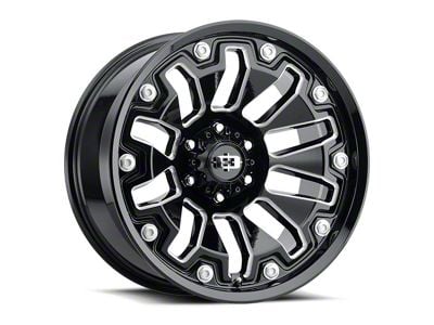 Vision Off-Road Armor Gloss Black Milled with Black Bolt Inserts 6-Lug Wheel; 18x9; -12mm Offset (22-24 Tundra)