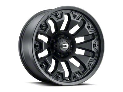 Vision Off-Road Armor Satin Black with Black Bolt Inserts Wheel; 18x9; 12mm Offset (20-24 Jeep Gladiator JT)