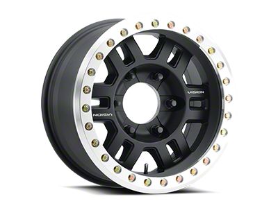 Vision Wheel Manx Beadlock Gloss Black Wheel; 17x8.5; -15mm Offset (18-24 Jeep Wrangler JL)