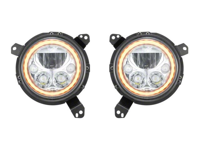 Vision X LED Headlights with Amber Halo; Chrome Housing; Clear Lens (20-24 Jeep Gladiator JT)