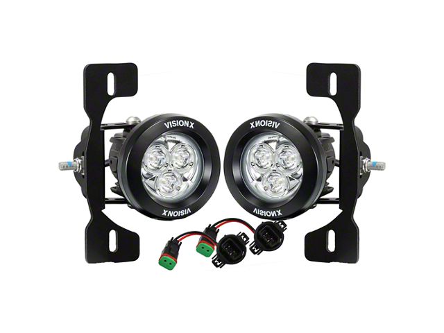 Vision X 3.70-Inch Optimus Multi-LED Light Mini Cannon Fog Light Kit (18-24 Jeep Wrangler JL w/ Steel Front Bumper)