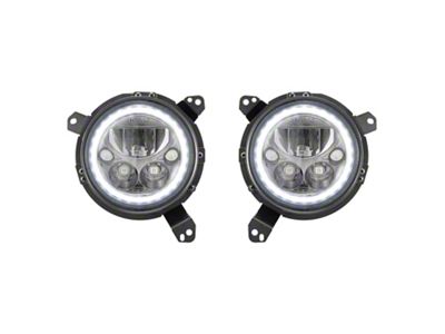 Vision X LED Headlights with Amber Halo; Black Chrome Housing; Clear Lens (18-25 Jeep Wrangler JL)