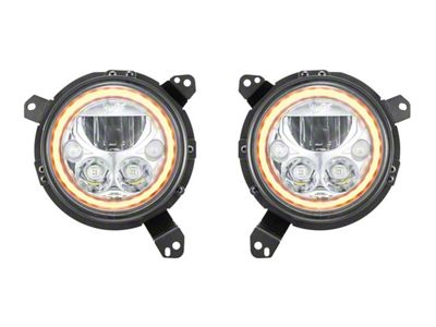 Vision X LED Headlights with Amber Halo; Chrome Housing; Clear Lens (18-25 Jeep Wrangler JL)