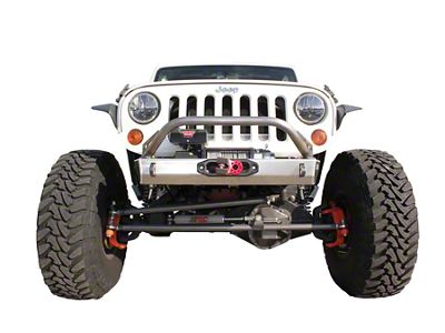 VKS Fabrication Shorty V3 Front Bumper with Winch Hoop; Raw Aluminum (07-18 Jeep Wrangler JK)