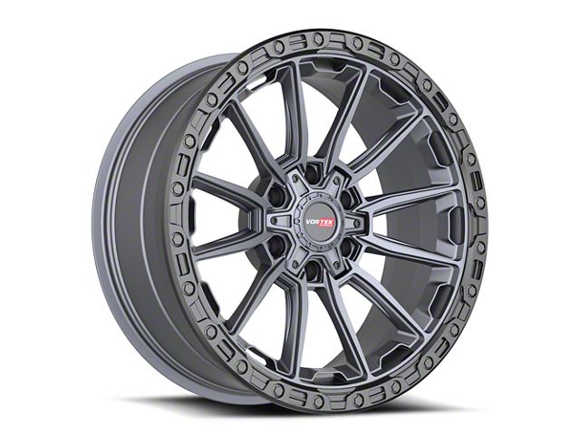 Vortek Off-Road VRT-601 Matte Titanium with Black Bead Ring 6-Lug Wheel; 22x12; -44mm Offset (2024 Tacoma)