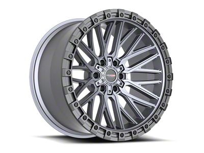 Vortek Off-Road VRT-608 Matte Titanium with Black Bead Ring 6-Lug Wheel; 17x9; -12mm Offset (22-24 Bronco Raptor)