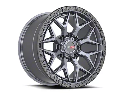 Vortek Off-Road VRT-603 Matte Titanium with Black Bead Ring 6-Lug Wheel; 17x9; -12mm Offset (22-24 Bronco Raptor)