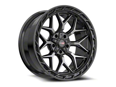 Vortek Off-Road VRP-504 Black Diamond Cut with Dark Tint Wheel; 20x10; -18mm Offset (20-24 Jeep Gladiator JT)