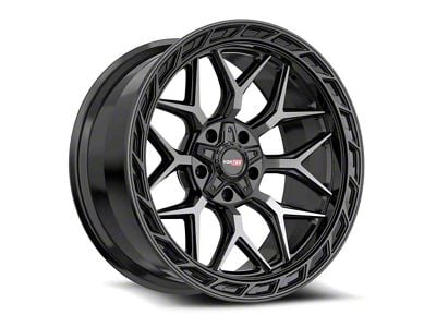 Vortek Off-Road VRP-504 Black Diamond Cut with Dark Tint Wheel; 20x10; -18mm Offset (18-24 Jeep Wrangler JL)