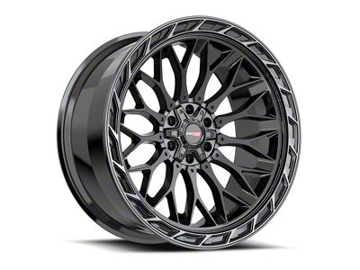 Vortek Off-Road VRP-503 All Black Center and Diamond Cut Ring with Dark Tint 6-Lug Wheel; 24x11; -24mm Offset (16-23 Tacoma)