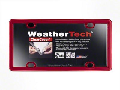 Weathertech ClearCover License Plate Frame; Red (Universal; Some Adaptation May Be Required)