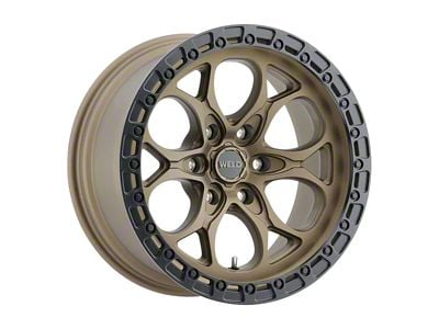 Weld Off-Road Ledge Six Satin Bronze with Satin Black Ring 6-Lug Wheel; 17x9; -12mm Offset (22-25 Bronco Raptor)