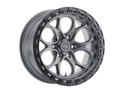 Weld Off-Road Ledge Six Satin Gunmetal with Satin Black Ring 6-Lug Wheel; 17x9; 0mm Offset (22-25 Bronco Raptor)