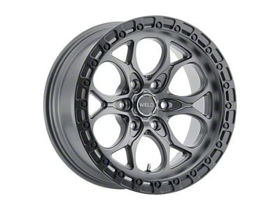 Weld Off-Road Ledge Six Satin Gunmetal with Satin Black Ring 6-Lug Wheel; 17x9; -12mm Offset (22-25 Bronco Raptor)