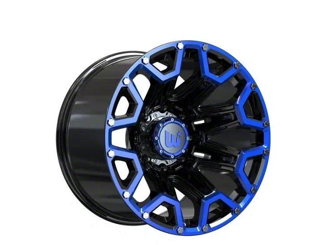 Wesrock Wheels Blaze Gloss Black Machined with Blue Tint and Silver Decorative Bolts 6-Lug Wheel; 20x10; -12mm Offset (04-15 Titan)