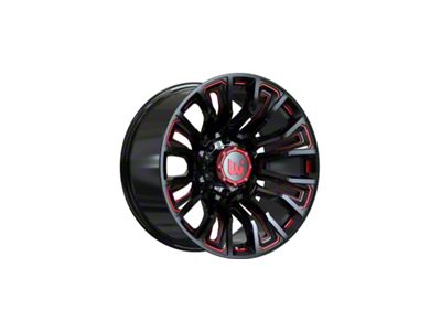 Wesrock Wheels Maverick Gloss Black Milled with Red Tint 6-Lug Wheel; 20x10; -12mm Offset (04-15 Titan)