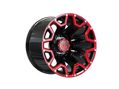 Wesrock Wheels Blaze Gloss Black Machined with Red Tint and Silver Decorative Bolts 6-Lug Wheel; 20x12; -44mm Offset (05-15 Tacoma)