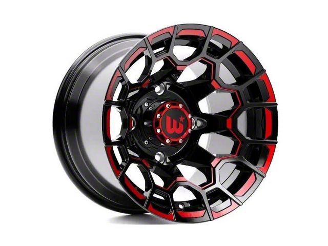 Wesrock Wheels Spur Gloss Black Milled with Red Tint 6-Lug Wheel; 22x12; -44mm Offset (05-15 Tacoma)