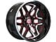 Wesrock Wheels Ranger Gloss Black Milled with Red Tint 6-Lug Wheel; 22x12; -44mm Offset (10-24 4Runner)