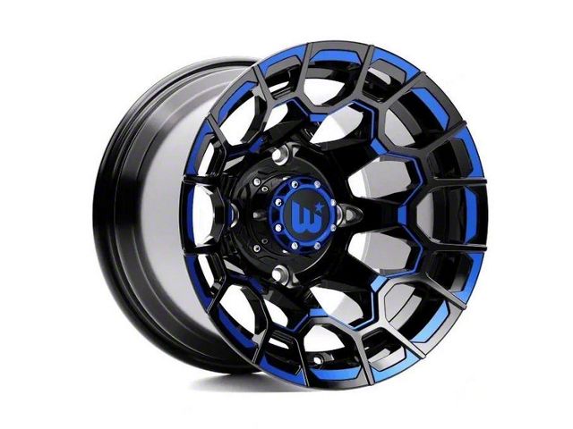 Wesrock Wheels Spur Gloss Black Milled with Blue Tint 6-Lug Wheel; 22x12; -44mm Offset (2024 Tacoma)