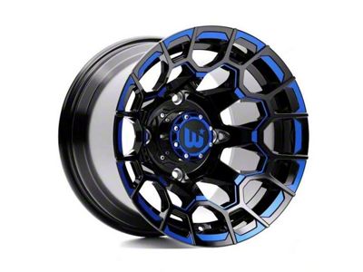 Wesrock Wheels Spur Gloss Black Milled with Blue Tint 6-Lug Wheel; 22x12; -44mm Offset (22-24 Bronco Raptor)