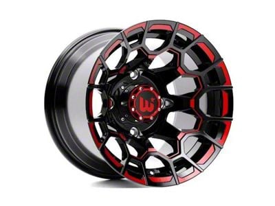 Wesrock Wheels Spur Gloss Black Milled with Red Tint 6-Lug Wheel; 20x10; -12mm Offset (21-24 Bronco, Excluding Raptor)