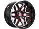 Wesrock Wheels Ranger Gloss Black Milled with Red Tint 6-Lug Wheel; 20x10; -12mm Offset (22-24 Tundra)