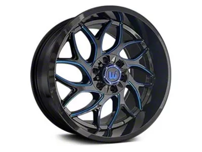 Western Wheels DUKE Gloss Black with Blue Milling 6-Lug Wheel; 20x10; -12mm Offset (03-09 4Runner)