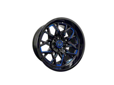 Western Wheels EDGE Gloss Black with Blue Milling 6-Lug Wheel; 20x10; -12mm Offset (03-09 4Runner)