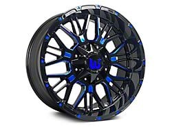 Western Wheels PAXTON Gloss Black with Blue Milling Spokes and Spot 6-Lug Wheel; 20x10; -12mm Offset (03-09 4Runner)