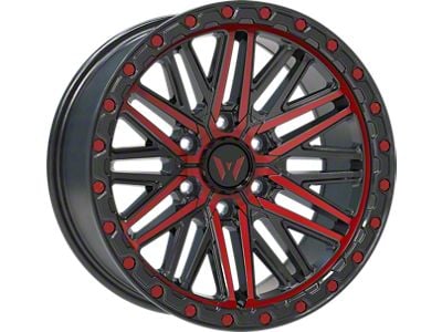 Western Wheels AL04 Red Machined Face with Black Lip 6-Lug Wheel; 20x10; -12mm Offset (04-15 Titan)