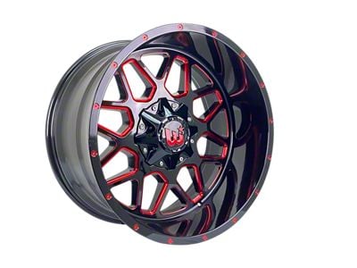 Western Wheels CORRAL Gloss Black with Red Milling Spokes and Spot 6-Lug Wheel; 22x12; -44mm Offset (04-15 Titan)