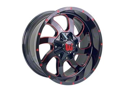 Western Wheels DUSTY Gloss Black with Red Milling Spokes and Spot 6-Lug Wheel; 20x10; -12mm Offset (04-15 Titan)