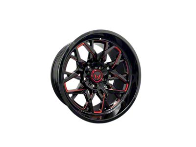 Western Wheels EDGE Gloss Black with Red Milling 6-Lug Wheel; 20x10; -12mm Offset (04-15 Titan)