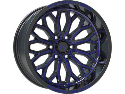 Western Wheels IR08 Gloss Black Blue Milling Spokes 6-Lug Wheel; 20x10; -12mm Offset (04-15 Titan)