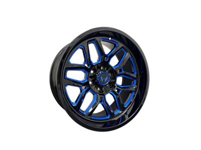 Western Wheels RANGER Gloss Black with Blue Milling 6-Lug Wheel; 22x12; -44mm Offset (04-15 Titan)