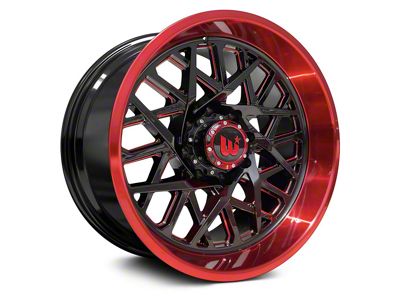 Western Wheels SAHARA Gloss Black with Red Lip 6-Lug Wheel; 22x12; -44mm Offset (04-15 Titan)