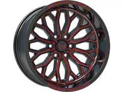 Western Wheels IR08 Gloss Black Red Milling Spokes 6-Lug Wheel; 20x10; -12mm Offset (05-15 Tacoma)